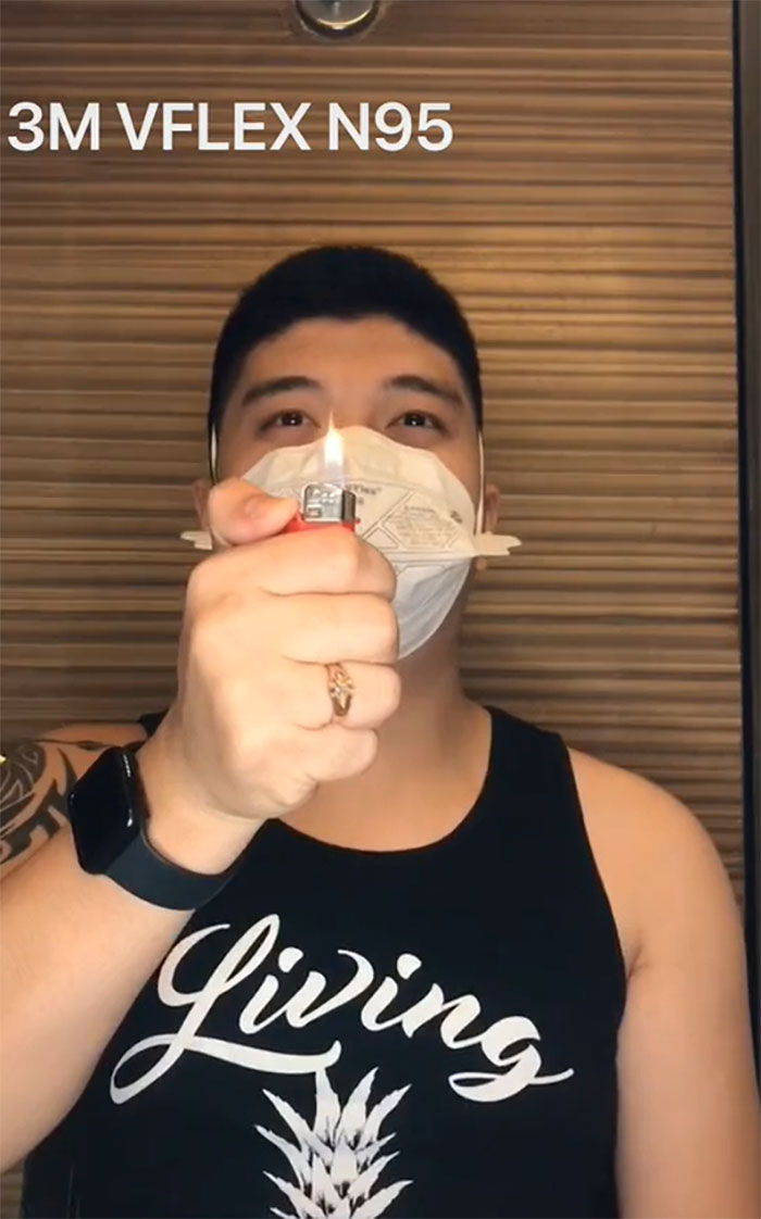 Guy Uses 6 Types Of Masks To Help People Understand The Differences Among Them When Coughing Or Sneezing