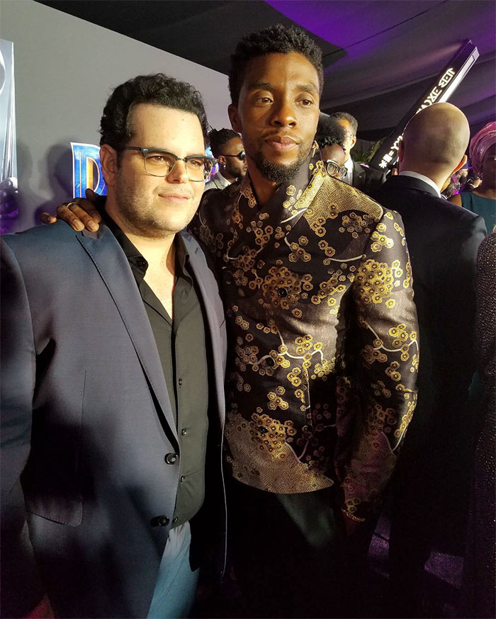 Josh Gad with Chadwick Boseman at a promotional event
