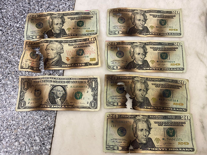Someone Brought These Bills To The Bank They Tried To Sanitize In A Microwave