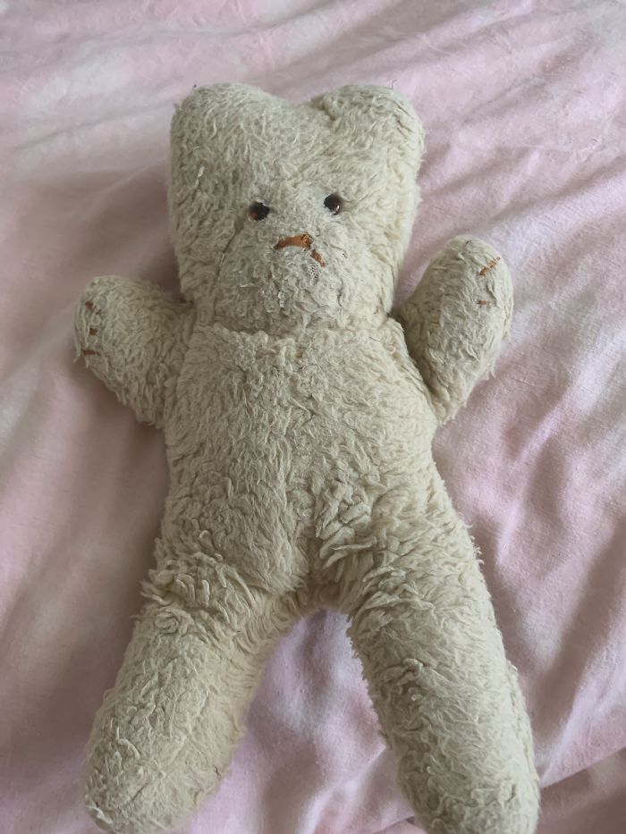 This Is My Husband’s Teddy, Jess. It Was Made For Him By His Nanny, When He Was A Little Boy. Jess Shares The Bed With Rabbit (From The Post Above!)