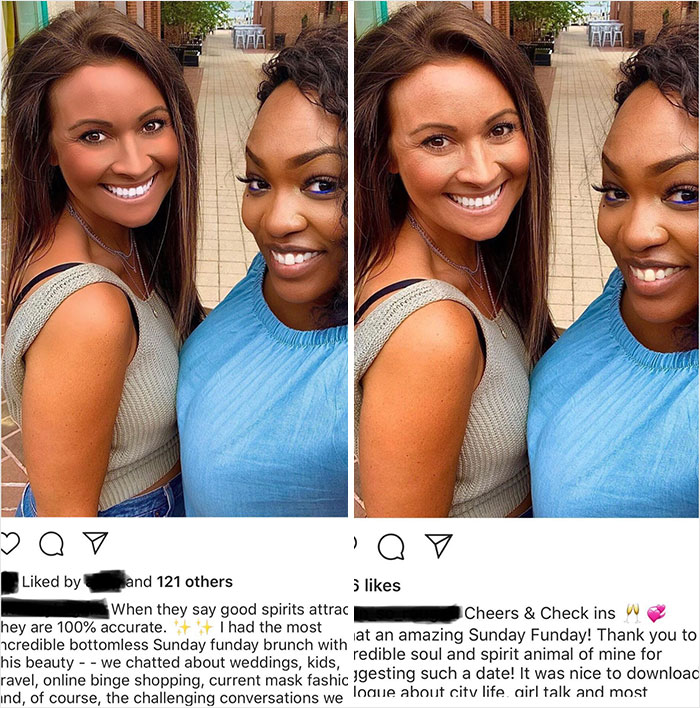 Cuando una amiga publica la foto editada y otra la natural