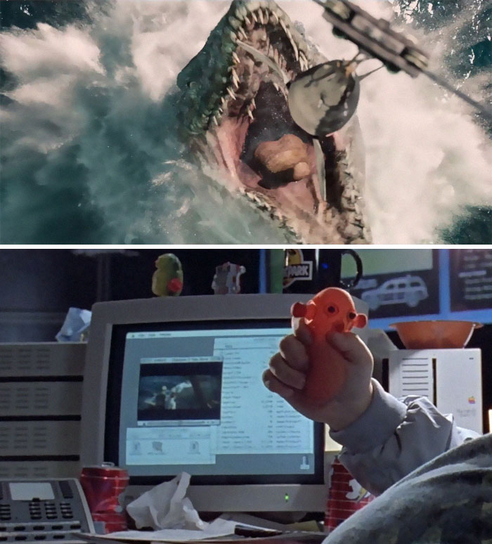 Estas 2 imágenes son un homenaje a Tiburón, otra película de Spielberg