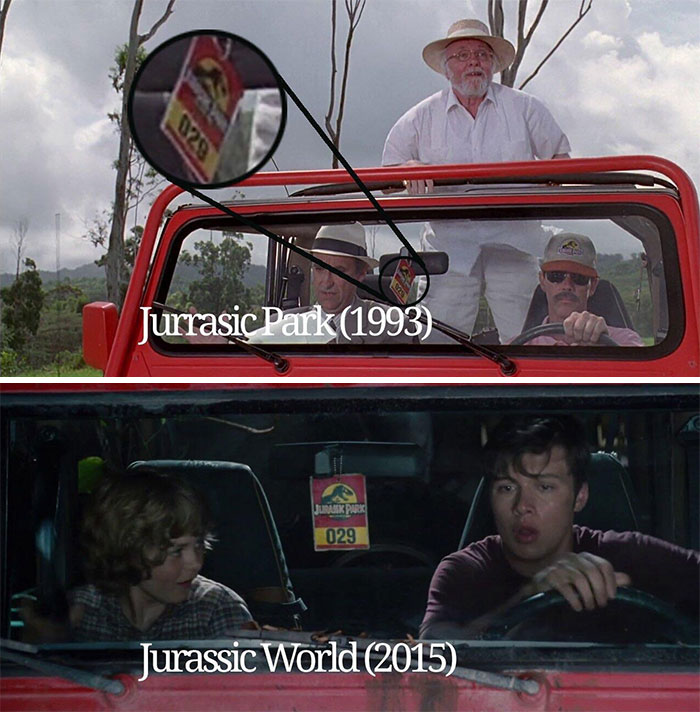 En Mundo Jurásico, el Jeep que usan para escapar es el mismo que trae a la gente en Parque Jurásico