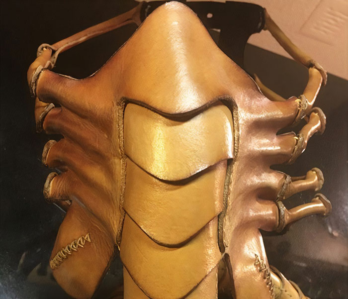 To Protect Himself From The Coronavirus, Artist Crafts A 59-Piece Leather Mask In The Shape Of A Facehugger