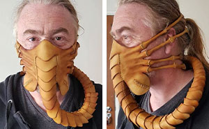 To Protect Himself From The Coronavirus, Artist Crafts A 59-Piece Leather Mask In The Shape Of A Facehugger