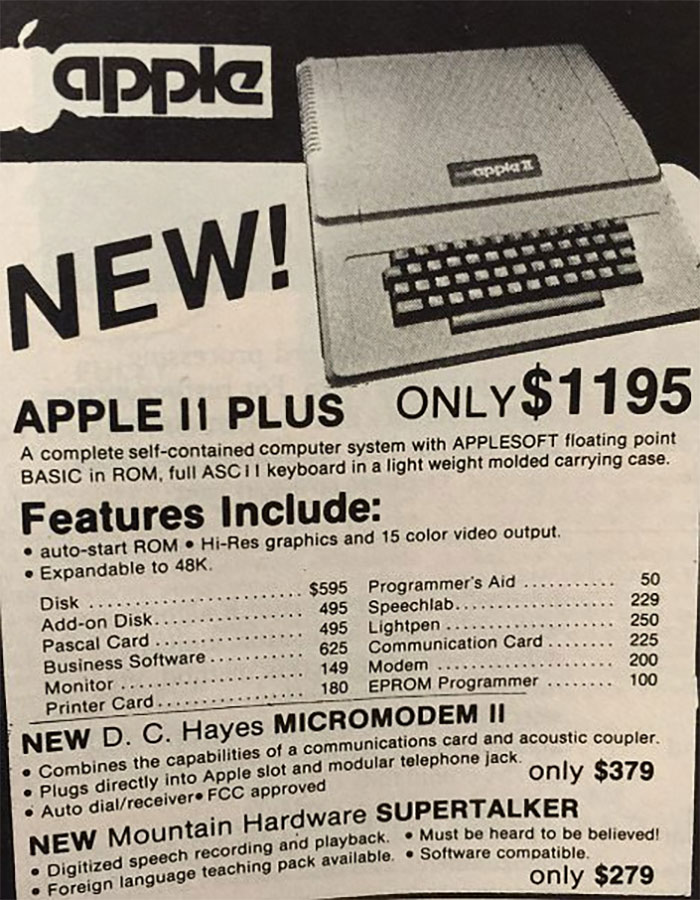 1977 The Apple Ll: $1195