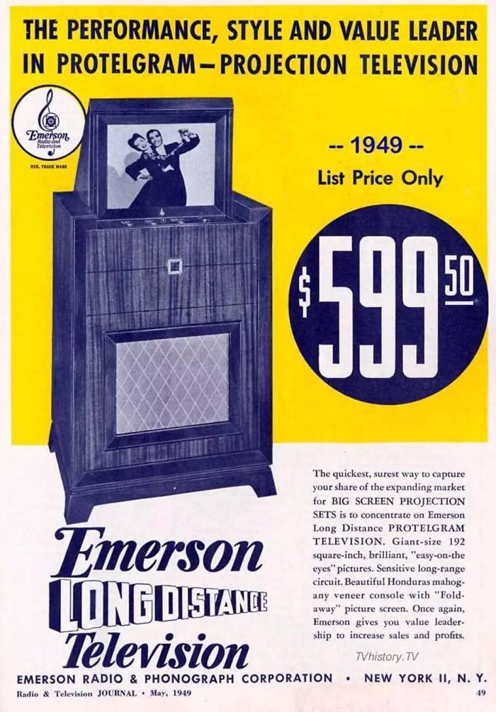 Emerson Radio Corporation Television Set - 1949: $599.50