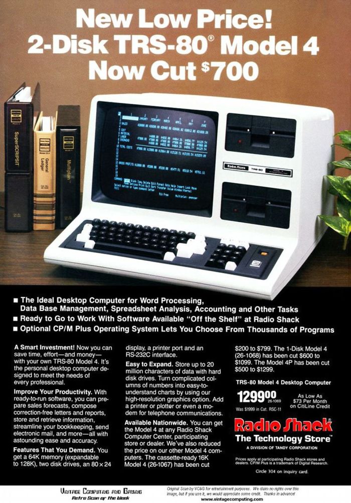 The Trs-80 Model 4 (1983): $1,300