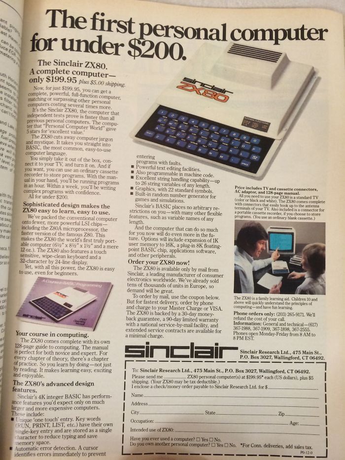 Sinclair Zx80 With 4k Basic: $199.95