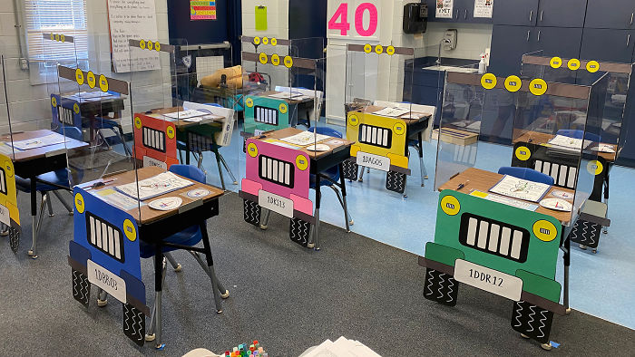 Two Florida Teachers Turned Their Students' Desks Into Little Jeeps To Make Social Distancing Less Scary