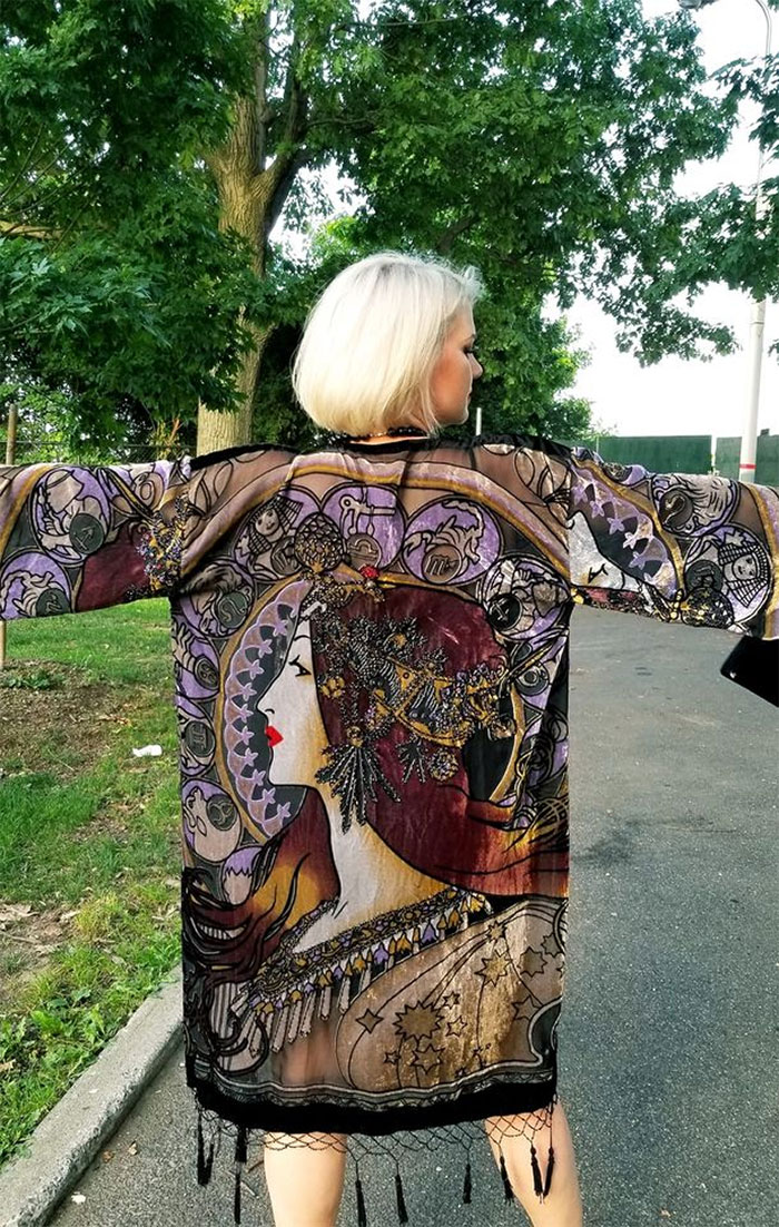 Alphonse Mucha Art Nouveau Zodiac Robe In Velvet Embellished With Sequins. I Almost Lost It When I Saw This Waiting Just For Me
