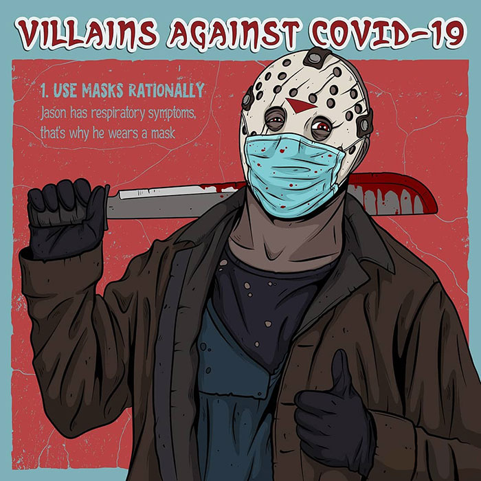 Artist Creates Humorous Illustrations Of Villains Giving Advice On The Fight Against COVID-19 (9 Pics)