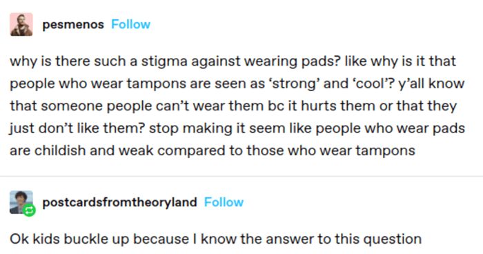 Person Questions Why Tampons Are Seen As Cool And Pads Aren't, Someone  Explains How It Happened | Bored Panda