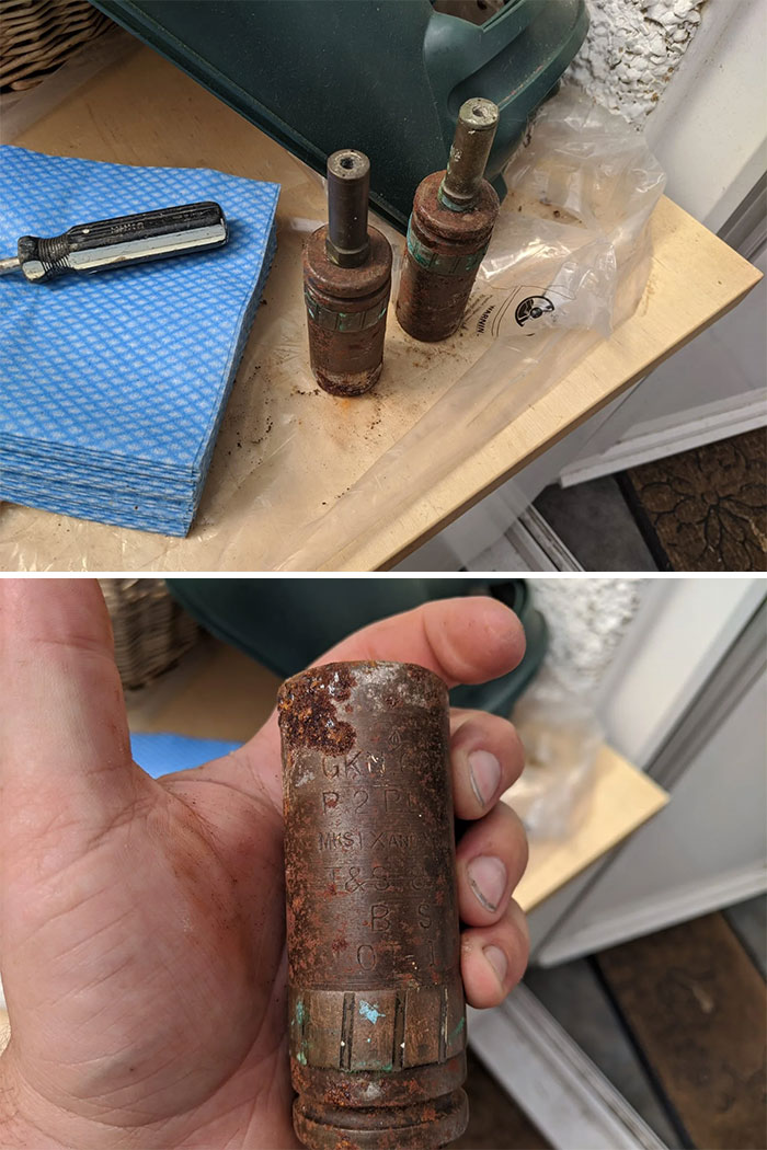 My Friends Grandfather Has Been Using These For Years As Doorstops, He Thinks They May Be Grenades Of Some Sort But Can't Work Anything Out From The Engraving