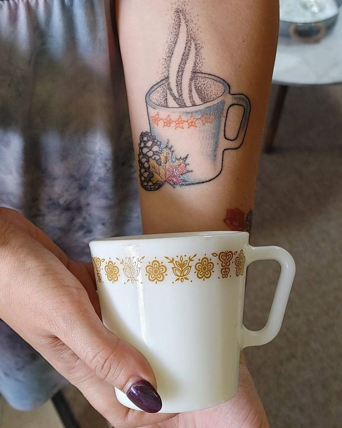 My Mom Had These Dishes Growing Up. I Came Across Them While Thrifting In Jacksonville, Fl And I Felt Inspired To Get A Tattoo To Remind Me Of My Mother(Who Is Still Alive, Just Far Away). I Thought You All Might Appreciate It