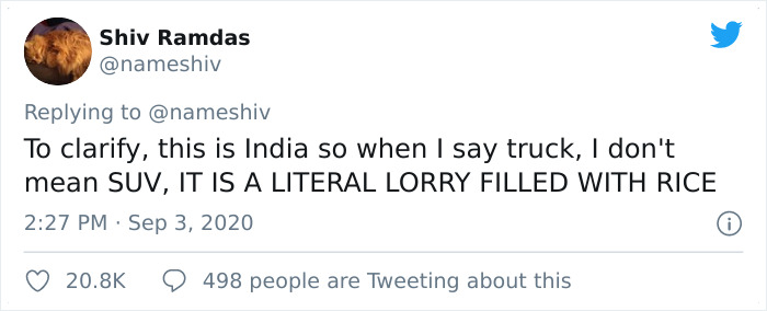 Indian Man Gets Tired Of Buying Rice Every Day, Orders A Whole Truck To Their Home, Hilarity Ensues