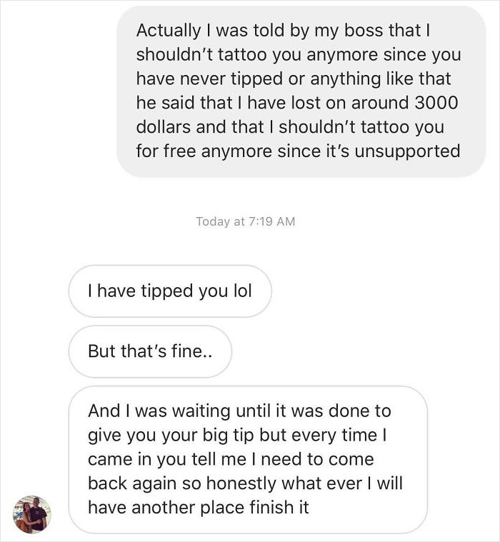 A Tattoo Artist At The Shop I Work For Has Been Working On A Sleeve For An Acquaintance Of His, Not Even Charging Her, And She Asked To Come In Today To Get More Done. He Was Booked For The Day And She Copped An Attitude Over Him Not Clearing His Schedule For Her
