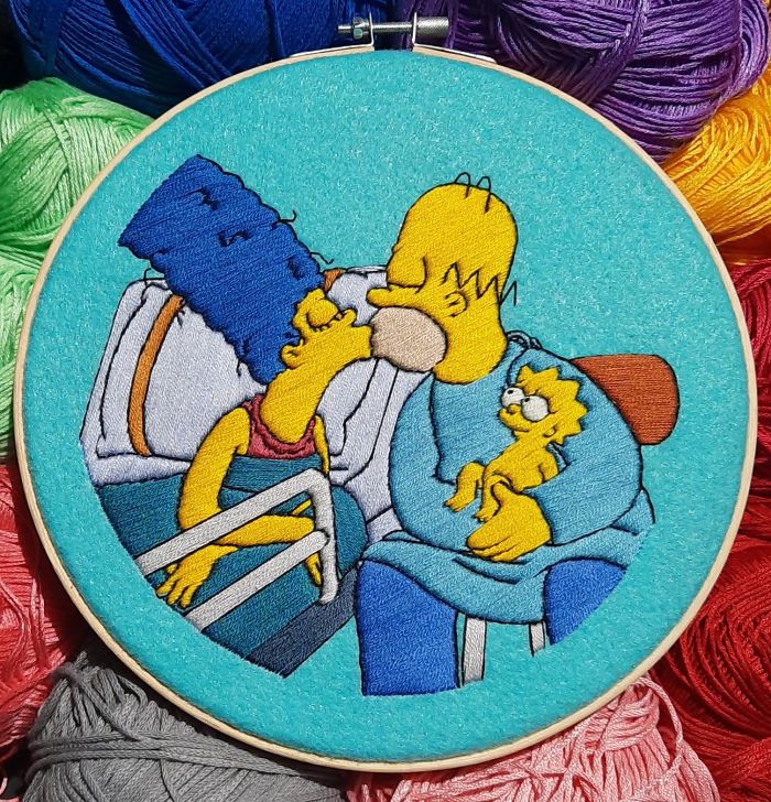 I Recreate My Favorite Simpsons Scenes With Embroidery