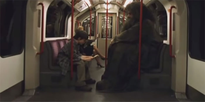 Hagrid Rides With Harry On The London Tube In The First Movie