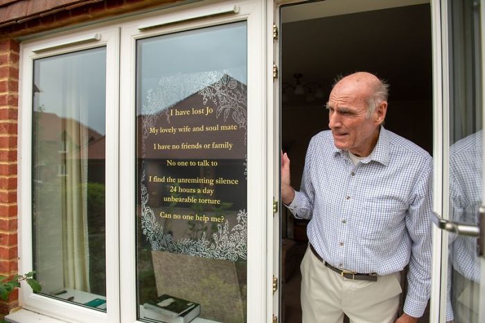 75 Y.O. Man Puts Poster In Window Asking For Friends After Wife Dies