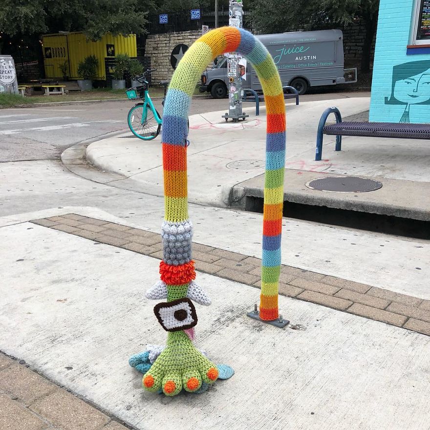 The Best Monster Foot Yarn Bomb - Spotted In Austin!