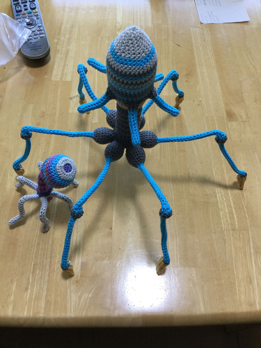 Makoto Kitazawa Crocheted A Bacteriophage Soft Sculpture