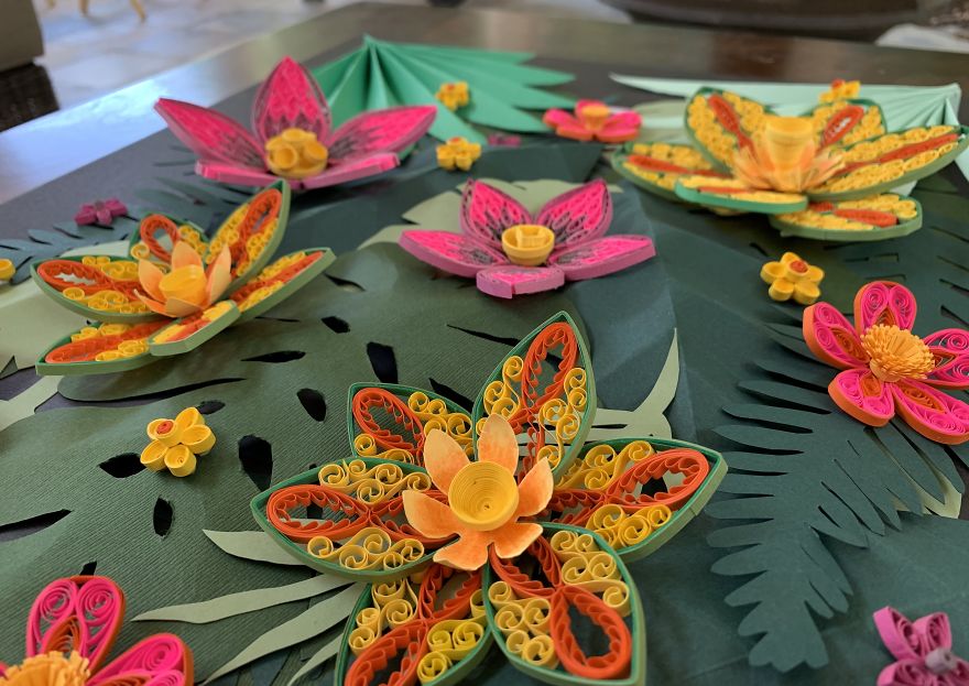 I Make Gardens Of Flowers Out Of Paper Quilling Strips