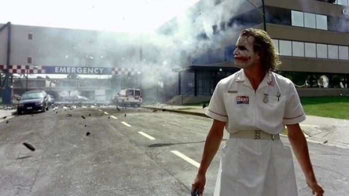 In The Dark Knight (2008), Heath Ledger Accidentally Blew Up A Hospital. Nolan Then Wrote That Scene Into The Movie So The Police Wouldn’t Investigate Further