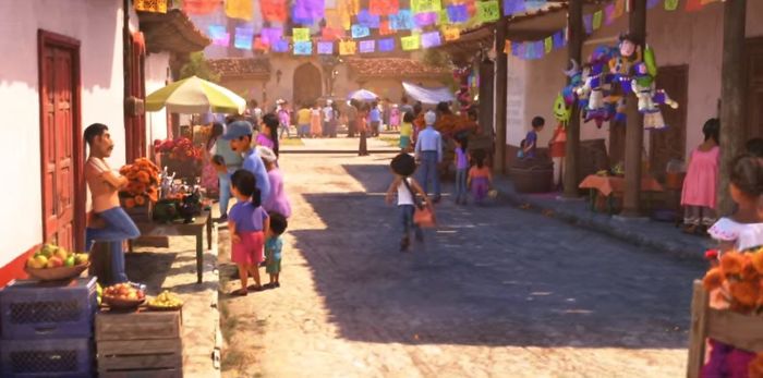 In Coco (2017), A Collection Of Piñatas Of Other Pixar Characters Can Be Seen Hanging From A Building