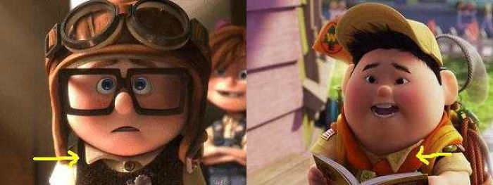 In Pixar's Up (2009), Both Young Carl And Russell Have One Collar Tip Untucked Over Their Vests
