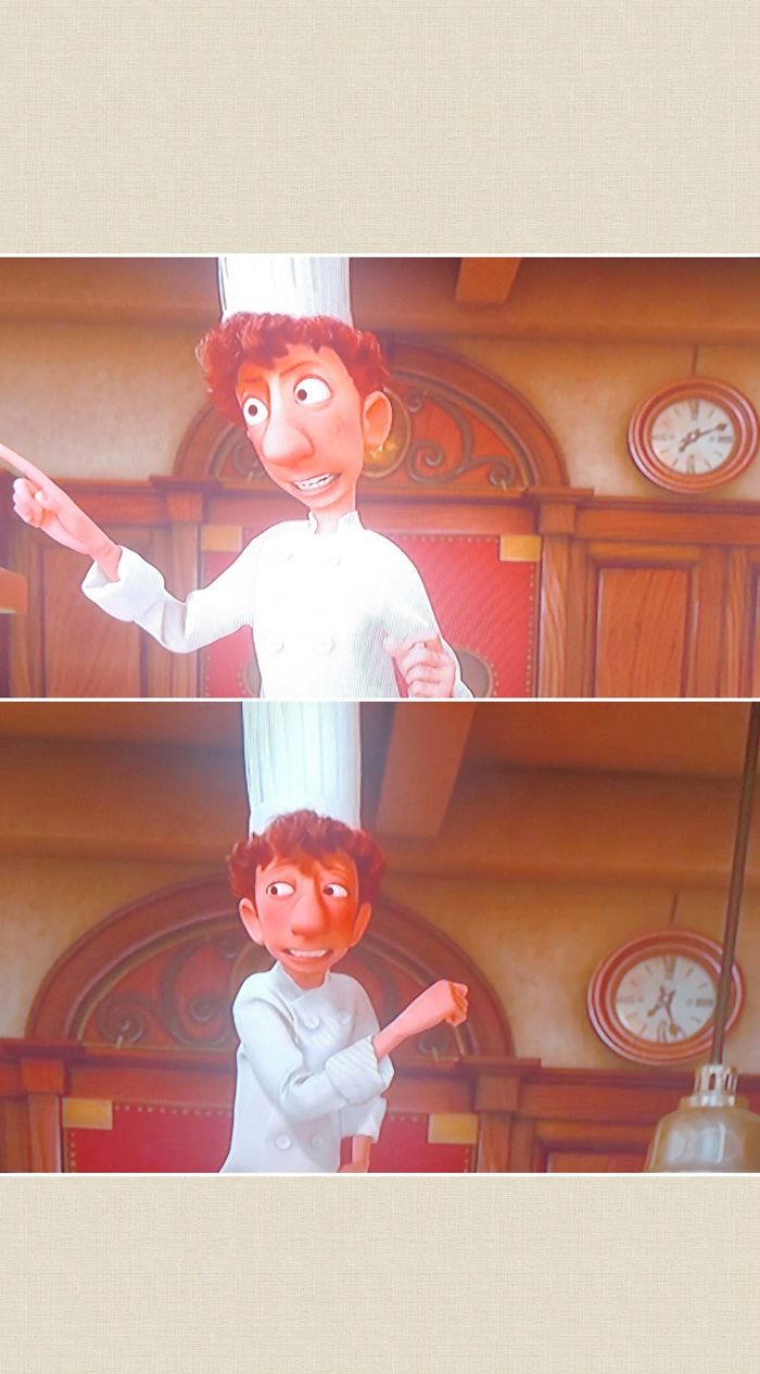In Ratatouille (2007), Linguine Gives An "Inspirational Speech" Before Food Critic, Anton Ego, Comes To Critique The Restaurant's Food. Pixar's Attention To Detail Shows The Staff Visibility Exhausted By This Speech. That's Because It Lasts Almost 20 Minutes During Dinner Service!