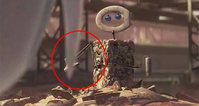In Wall-E (2008) When He Makes A Replica Of Eve While She's Sleeping He Makes One If Her Arms Out Of A Luxo Lamp. Luxo Is The Brand Of Lamp In The Pixar Logo