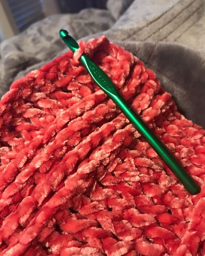 My Mom Sent Me This Picture Of Her Latest Crochet Project. Ground Beef Anyone?