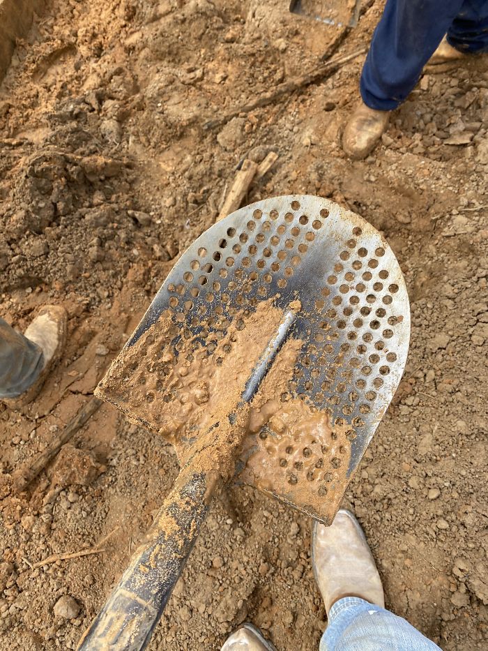 This Is A Mud Shovel. The Holes Help Break Suction When Digging In The Mud