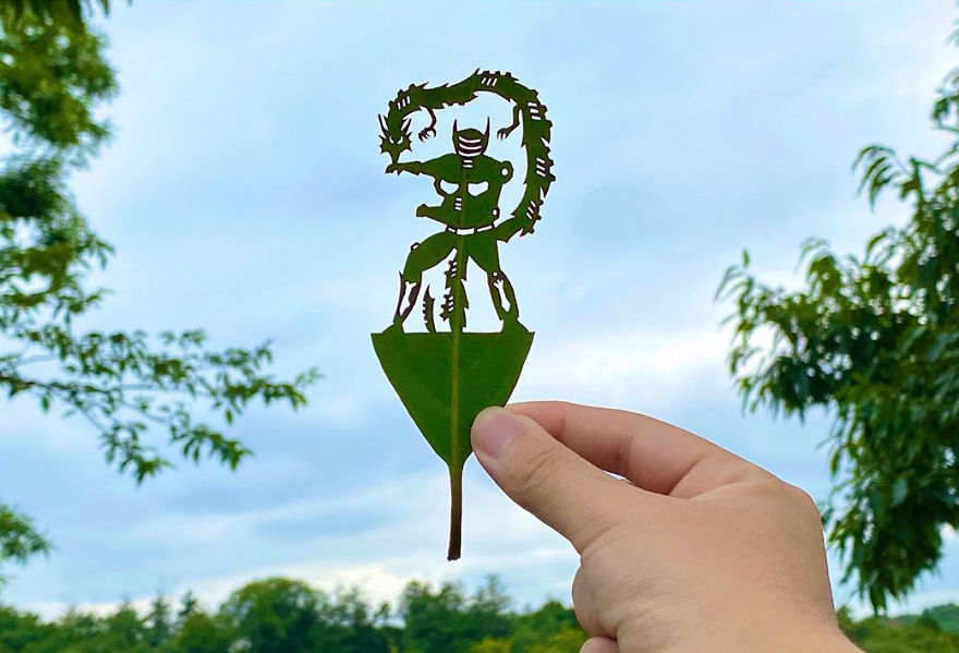 This Japanese Artist Is Going Viral With His Amazing Works Of Art Using Tree Leaves (127 Pics)