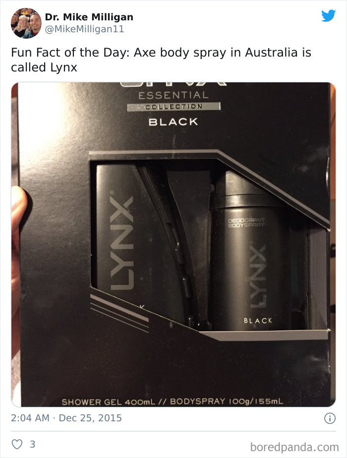Axe Body Spray Is Called Lynx In Australia (For Copyright Reasons)