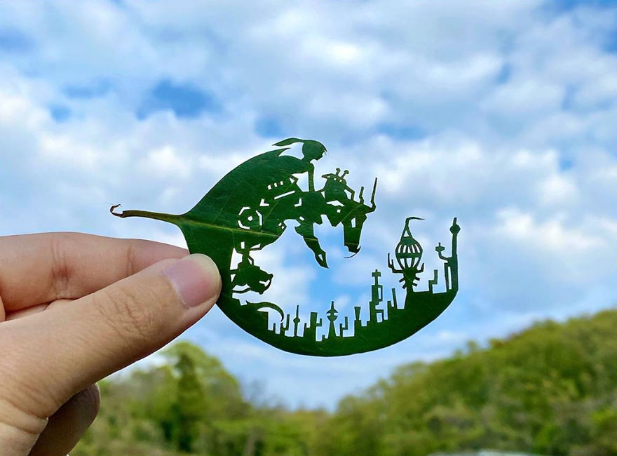 This Japanese Artist Is Going Viral With His Amazing Works Of Art Using Tree Leaves (127 Pics)