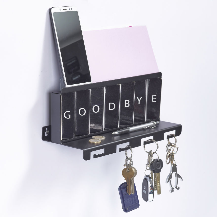 I Designed An Interactive Wall-Mounted Key Organizer That Greets Those Who Pass By !