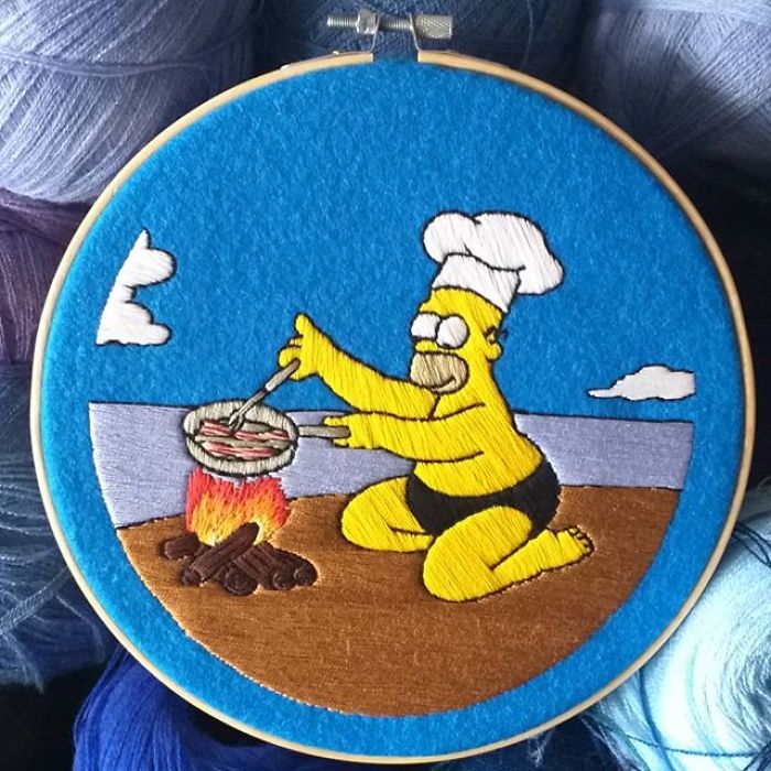 I Recreate My Favorite Simpsons Scenes With Embroidery