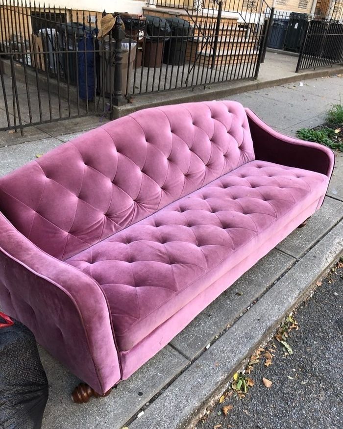 Majestic Purple Couch. Currently On The Sidewalk On Gates Ave Between Grandview And Fairview! Obsessed!