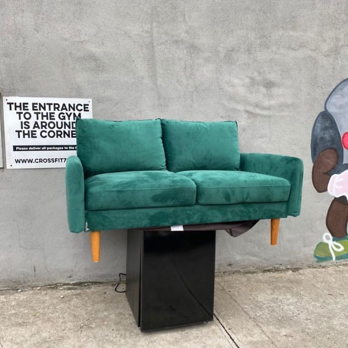 If You Take This Couch, You Have To Set It Up Like This. 26th St And 3rd Ave In Brooklyn. #stooping #stoopingbrooklyn