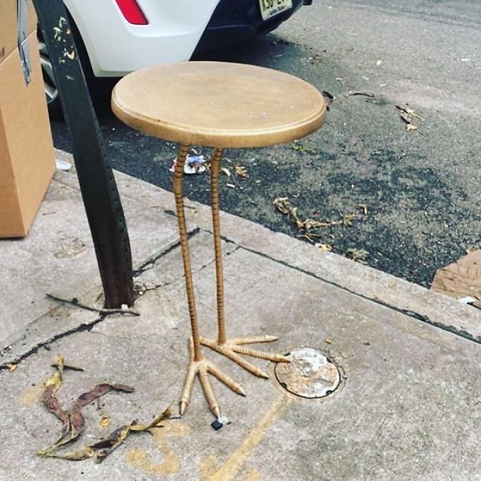 The Trend Of The Tables With Legs Continues...the Question Is...where Is The Top Half Of The Ostrich?! Just Put Out On Melrose Between Knickerbocker And Wilson In Bushwick! 