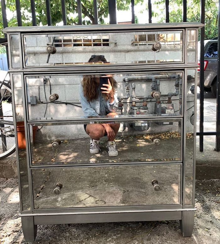 A Stoop Selfie Into A Mirror Dresser? Innovation. On Wolcott St Between Van Brunt And Conover. 