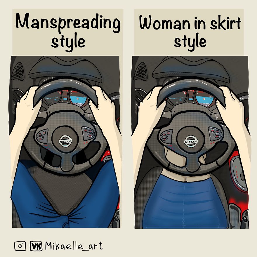 The Best Place For Manspreading Is Your Private Car. But It’s So Hard To Drive In A Skirt