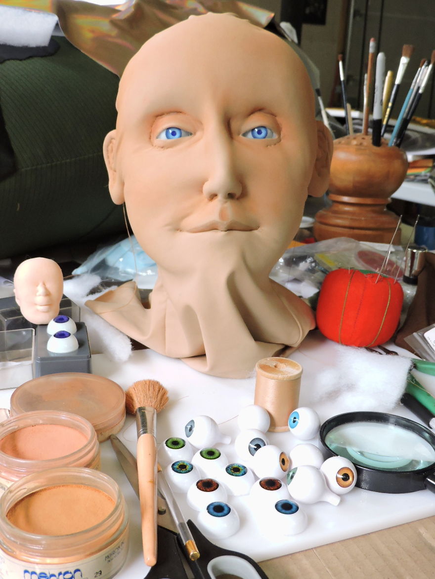 A Character Under Construction In The Studio. All Features Are Hand Sewn Into The Fabric