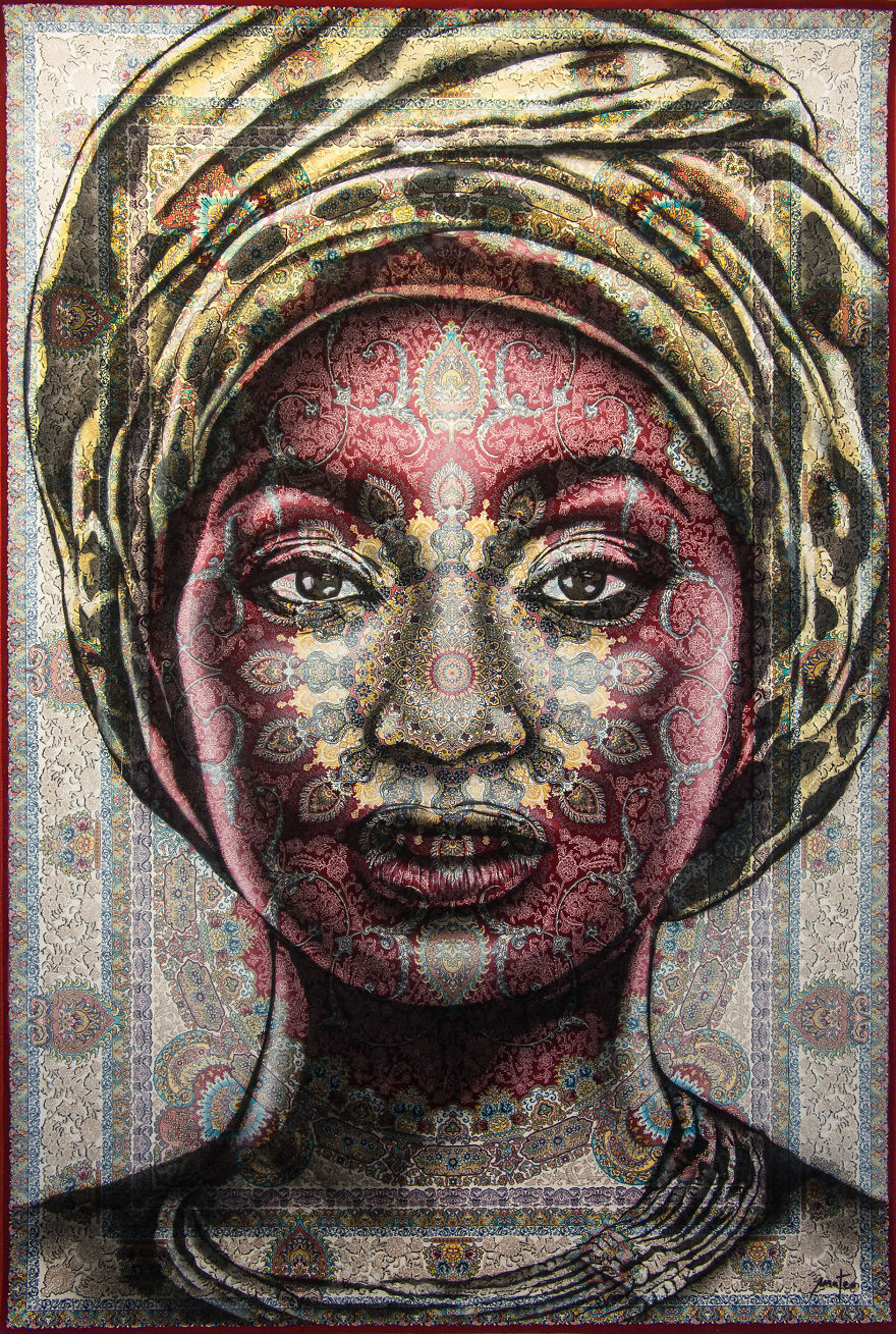 I Paint Women Portraits On Persian Rugs, Which Creates A Magical Fusion Of Ancient Culture And Contemporary Urban Art