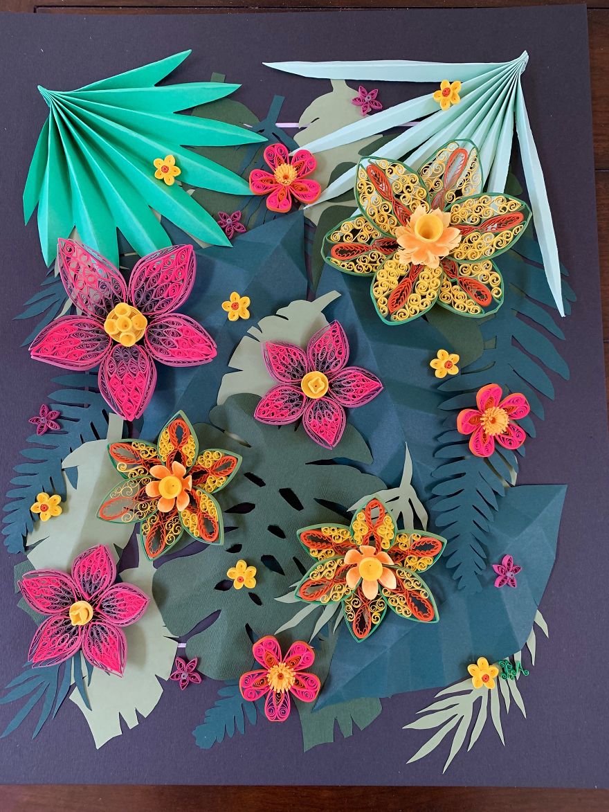 I Make Gardens Of Flowers Out Of Paper Quilling Strips