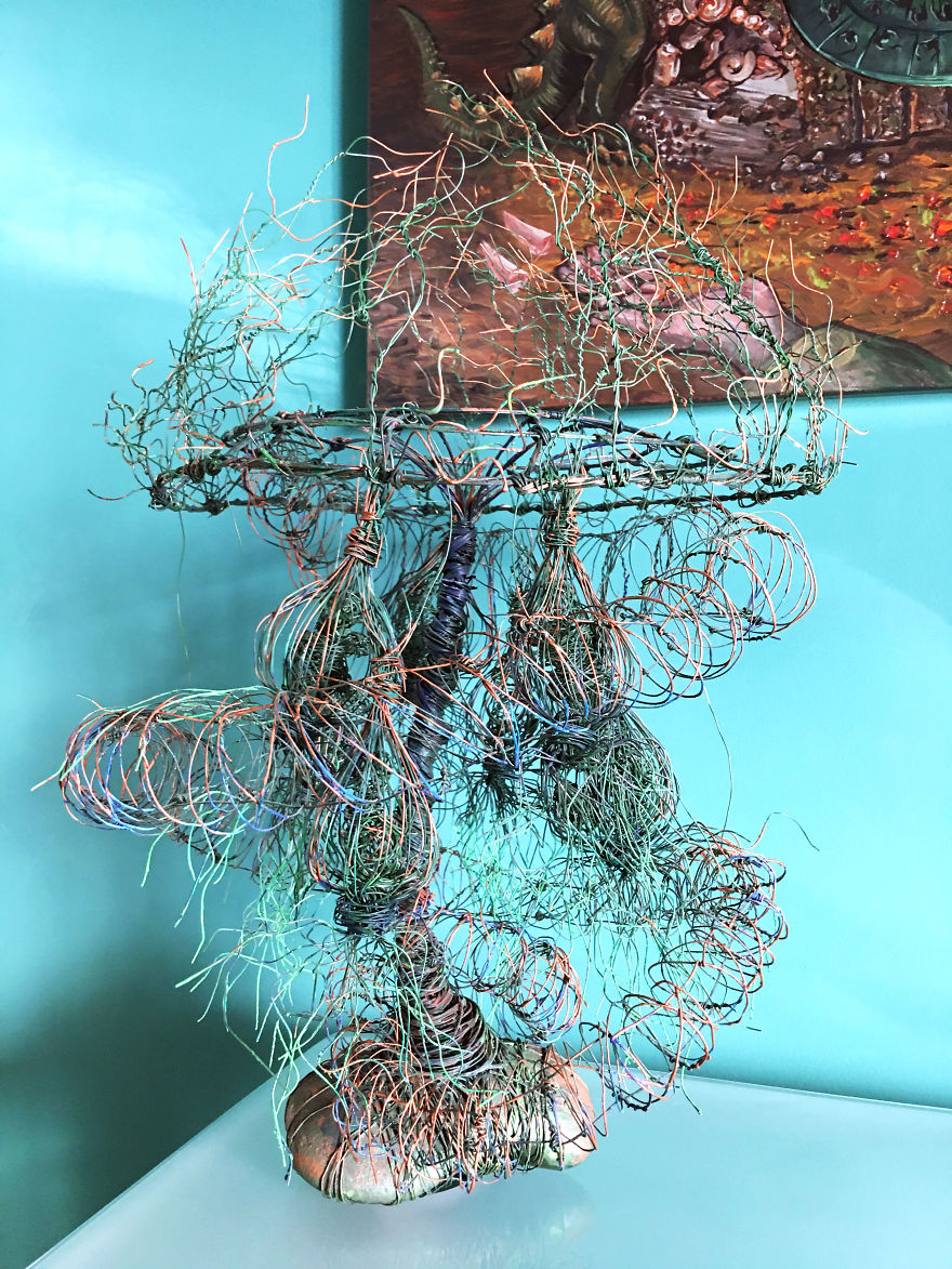 I Made These Wire Roots And Branches Sculptures For My Living Room
