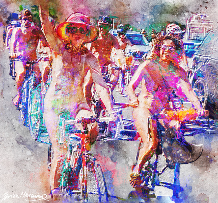 Naked Cyclists Parade Through The Streets Of Paris On Sunday Naked Cyclists Parade Through The Streets Of Paris On Sunday