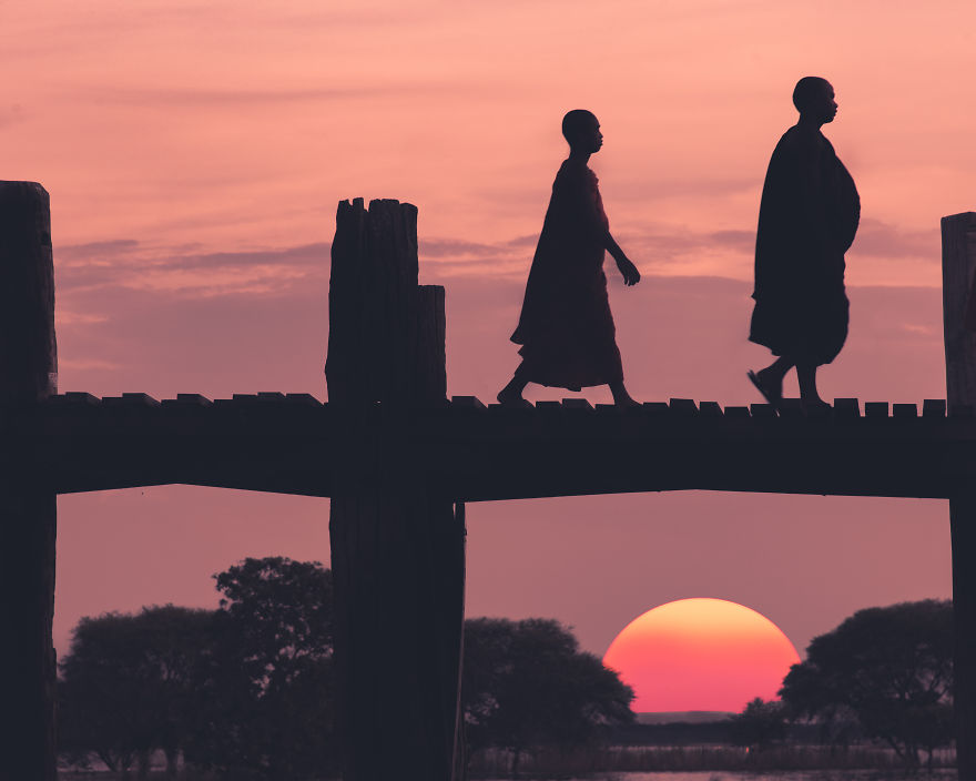 Monks At Sunset